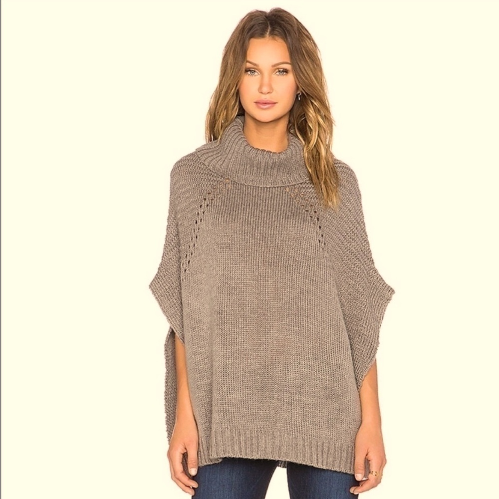 LA Made | Cream Turtleneck Poncho Sweater - Picture 6 of 8
